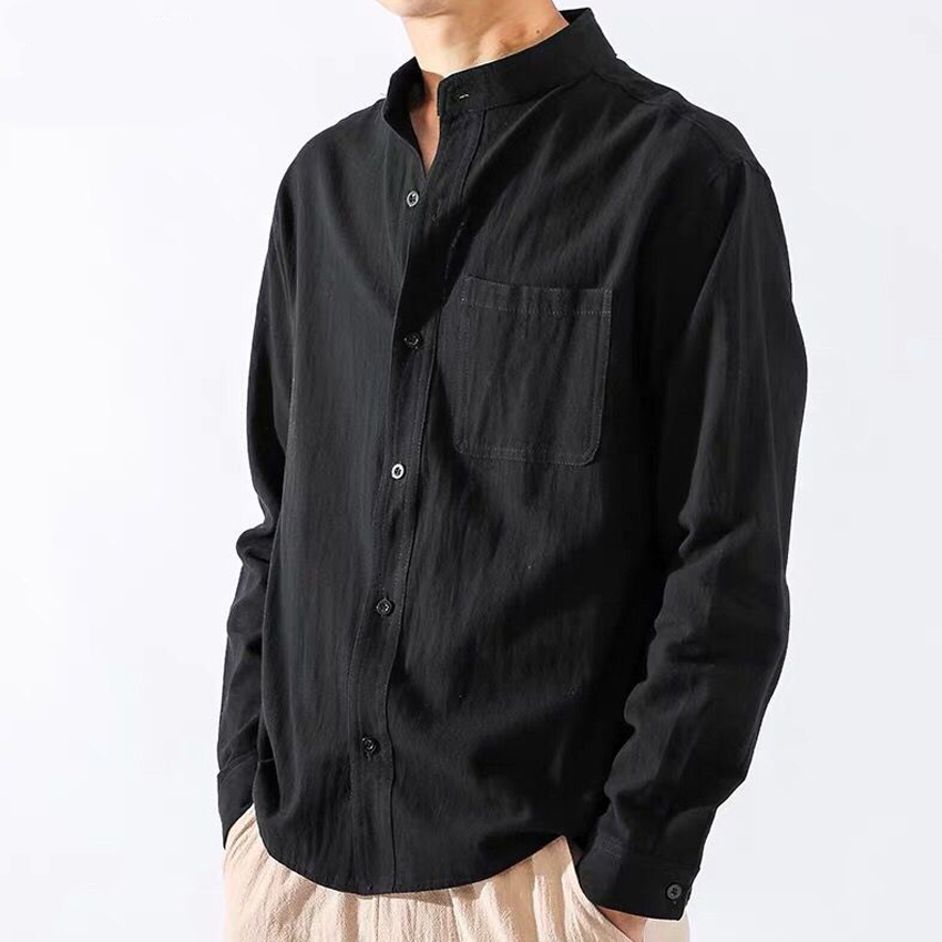 새로운 봄 린넨 셔츠 남성 긴 소매 가을 중국 스타일 느슨한 대형 남성 재킷 면화와 리넨 캐주얼 재킷 DQ240